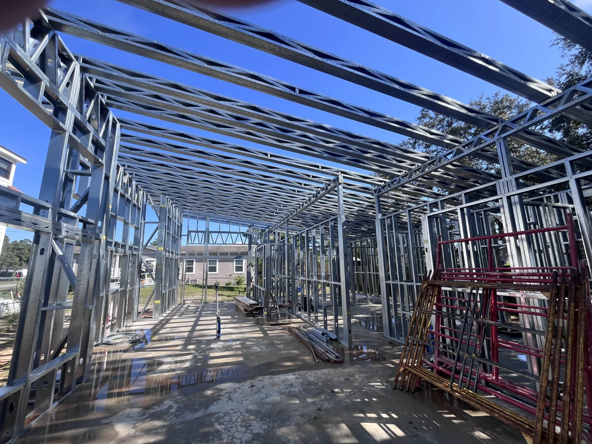 Interior steel wall and roof framing in Mississippi