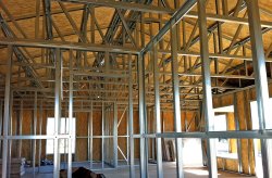 Barndominium interior framing in Mississippi