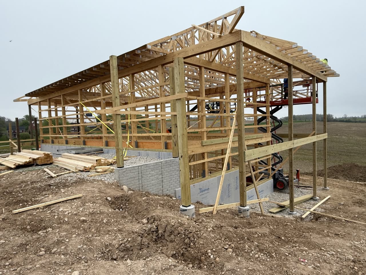 Interior wood framing for Mississippi barndominium